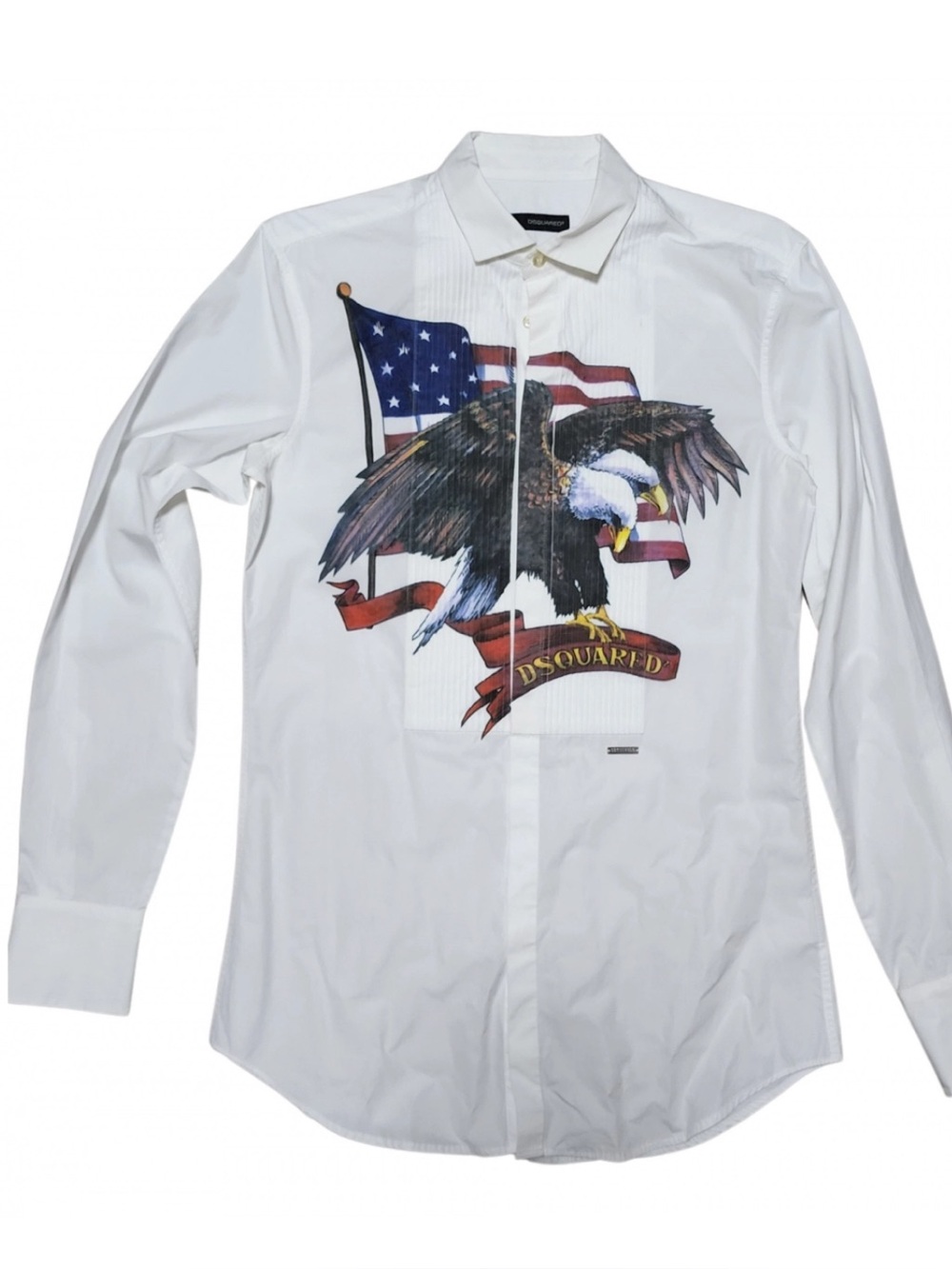 DSQUARED2 White Long-Sleeve Eagle & Flag Dress Shirt